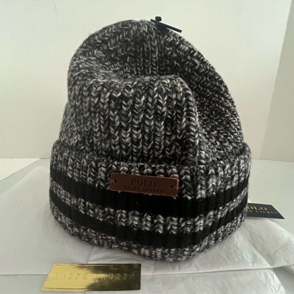 Polo Ralph Lauren Lambswool Blend Heather Full Fashion Rib Knit Winter Hat